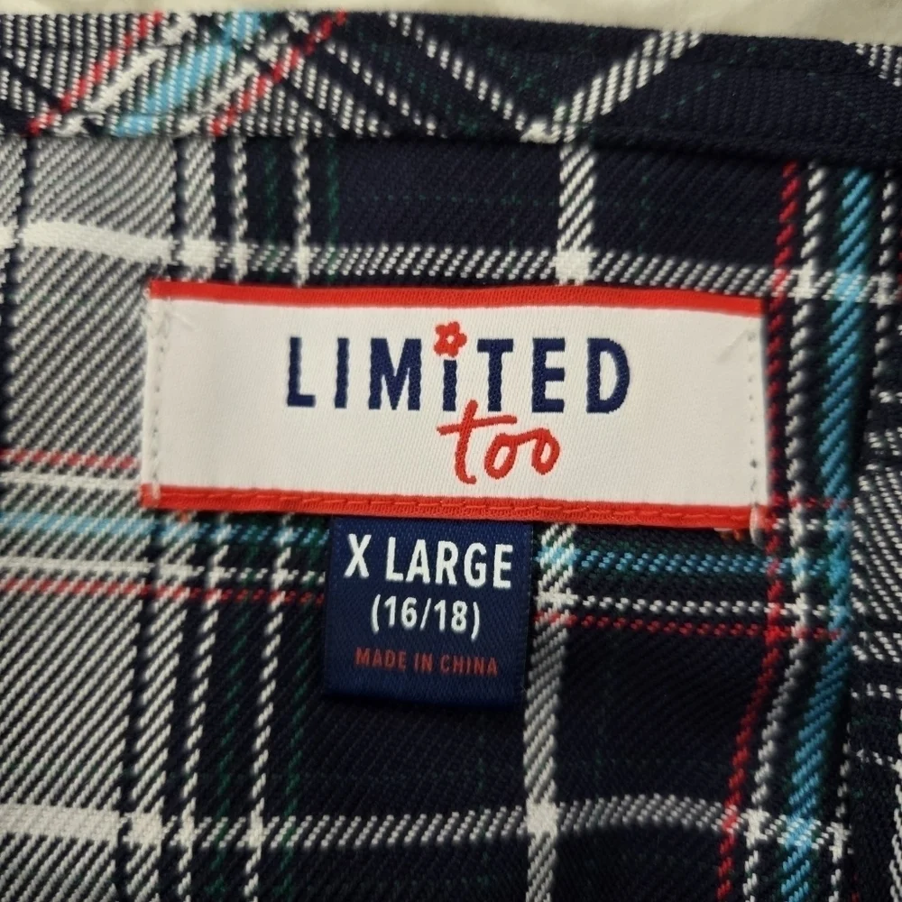 Limited Too Girl's Plaid Jumper Dress & Tee. Size XL (16-18). New.